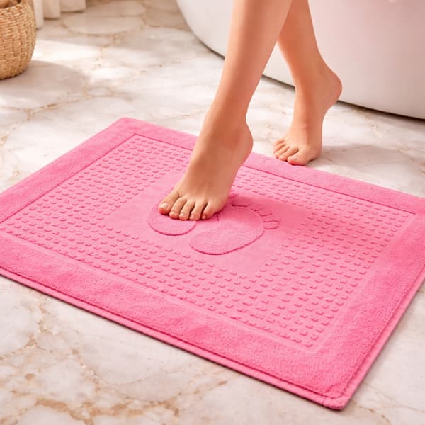 Badeværelsestæppe 50x70 TERRY rektangulær FOOT mønster fuchsia pink