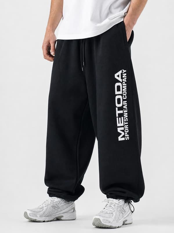 Herre Baggy Joggingbukser Sort Method Sport Vertical L