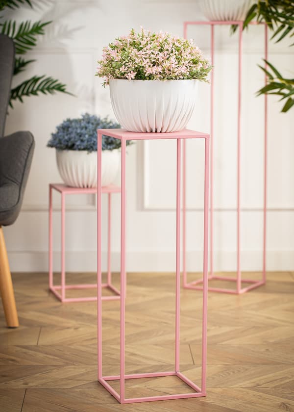 Pink stående blomsterstativ 70 cm