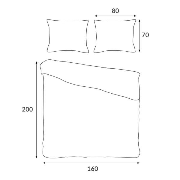 Bomullssängkläder 160x200 Marsela Premium satin - grå satin