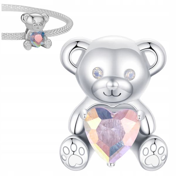 Charms BAMSE opal hjerte sølv pr 925 perle vedhæng perler