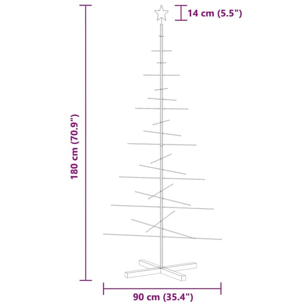 vidaXL metaljuletræ med træfod, sort, 180 cm