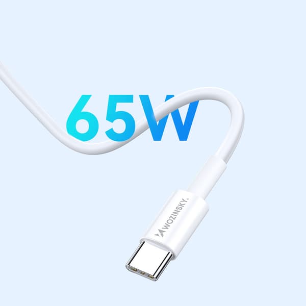 GaN USB-A USB-C Väggladdare med 65W USB-C Kabel - Vit