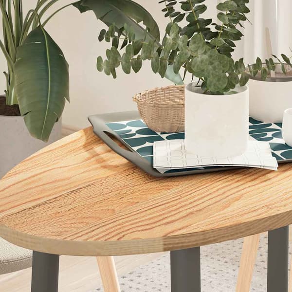 vidaXL bordplade 100x50x2 cm massivt egetræ ovalt