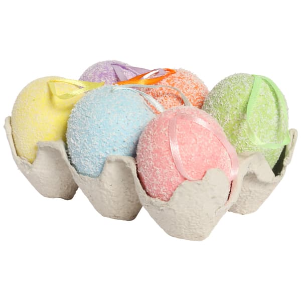 PASTEL ÆGGEVEDHÆNG I KARTON 7 CM 6 STK.