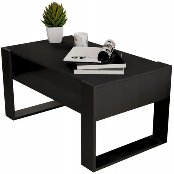 Svart soffbord 90x50cm, retro soffbord, loftbord
