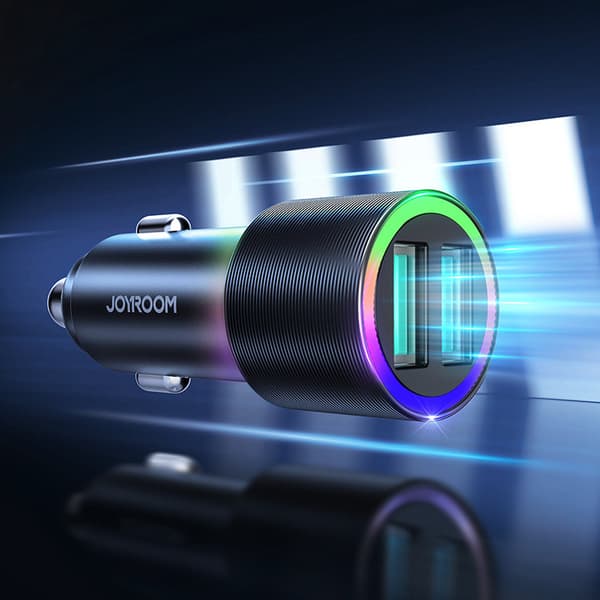 Autolaturi 2x USB taustavalolla 24W musta