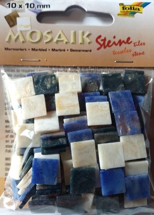 Mosaik marmorsten 10x10mm blå