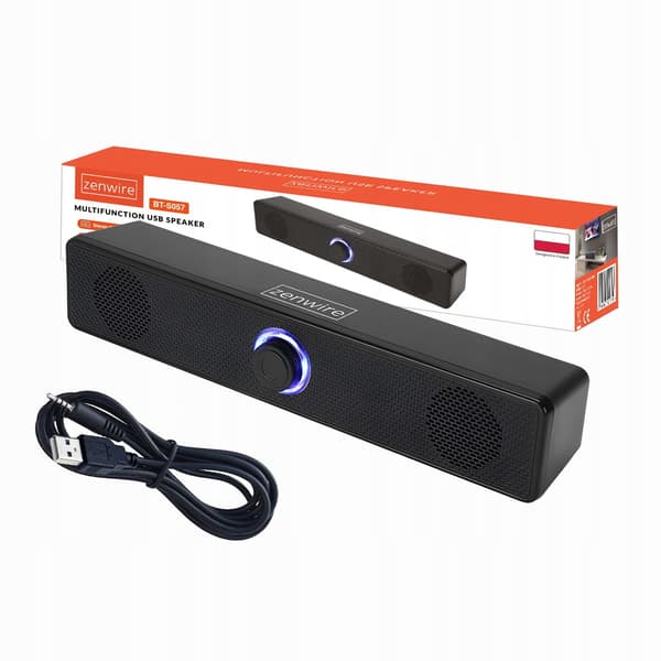 Zenwire BT-S057 mini soundbar-computerhøjtaler 2.0 USB 18W med LED til bærbar computer