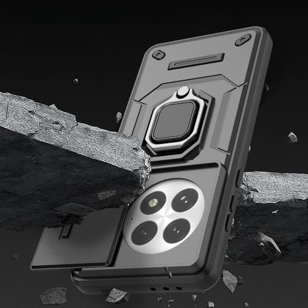 Fodral för OnePlus 13, KickStand-kameralins, svart