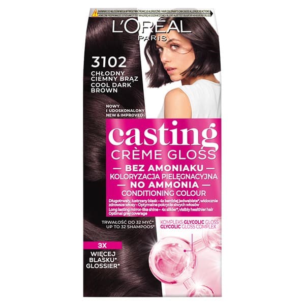 Loreal Casting Creme Gloss hårfärg - 3102 Mörk kall brun (48 ml, 72 ml, 60 ml)