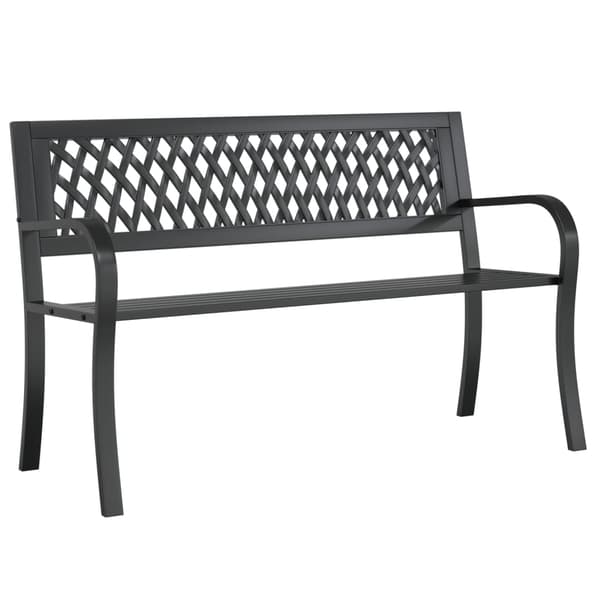 vidaXL Puutarhapenkki musta 120 cm teräs