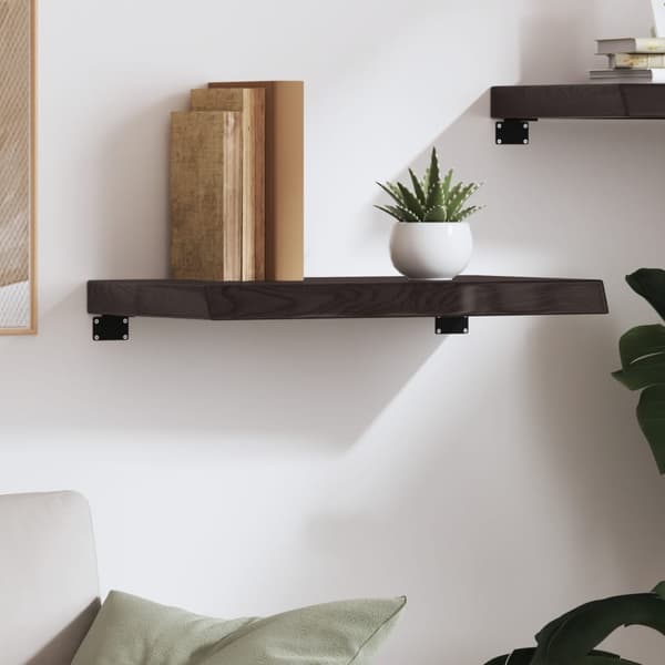 vidaXL hylde mørkebrun 60x40x(2-6) cm egetræsfinish