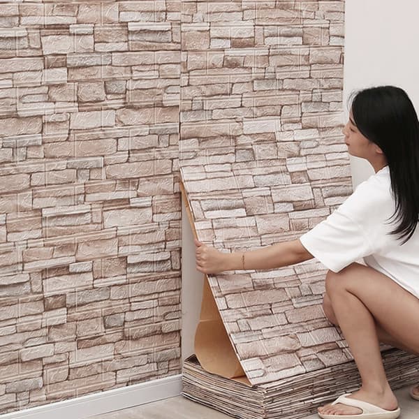 Dekorativa 3D-väggpaneler 70x77cm Beige