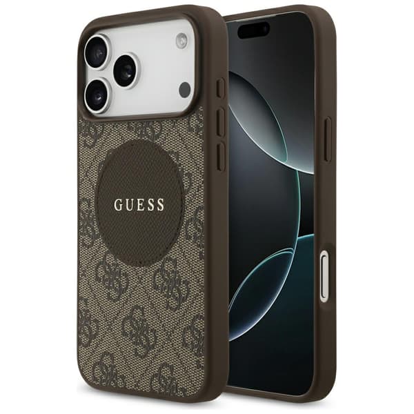 Guess 4G Circle Classic Logo MagSafe-etui til iPhone 17 Pro Max brunt