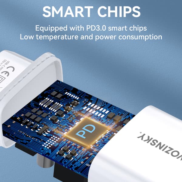 20W USB-C 100-240V väggladdare vit
