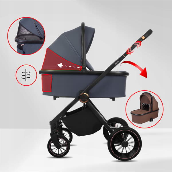 BabyLux CASTOR 2-i-1 klapvogn, gondol, let, foldbart sæt
