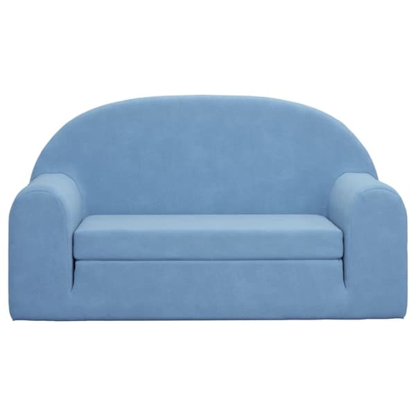vidaXL 2-sits bäddsoffa för barn, blå, mjuk plysch