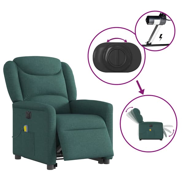 vidaXL Elektrisk lyftande massagefåtölj grön