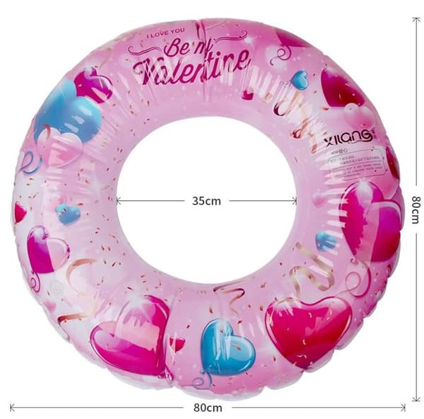 Lyserød svømmering med hjerter, diameter 80 cm