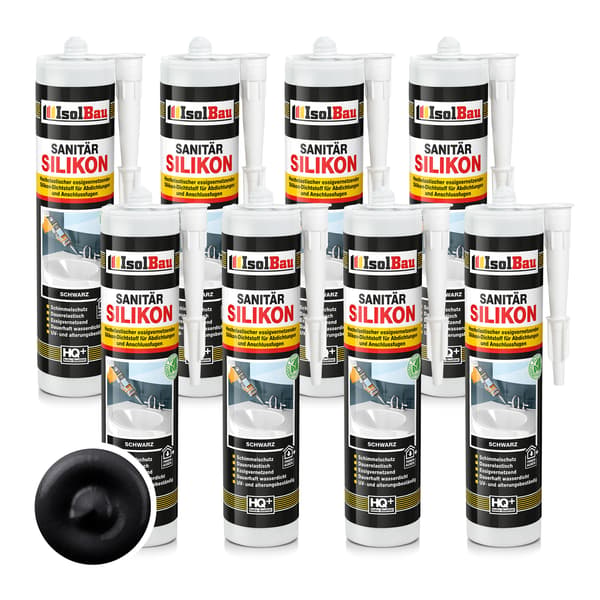 IsolBau Sanitær Silikone Sort Sanitær Silikone 8 x 300ml