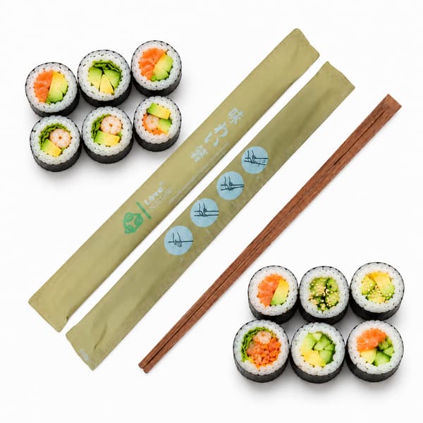 Sushi-spisepinde af forkullede bambus 4,5 mm x 21 cm - 100 stk.