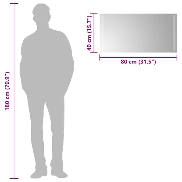 vidaXL Badrumsspegel med LED, 80x40 cm