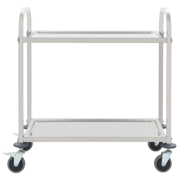 vidaXL serveringsvogn med 2 niveauer 96,5 x 55 x 90 cm rustfrit stål