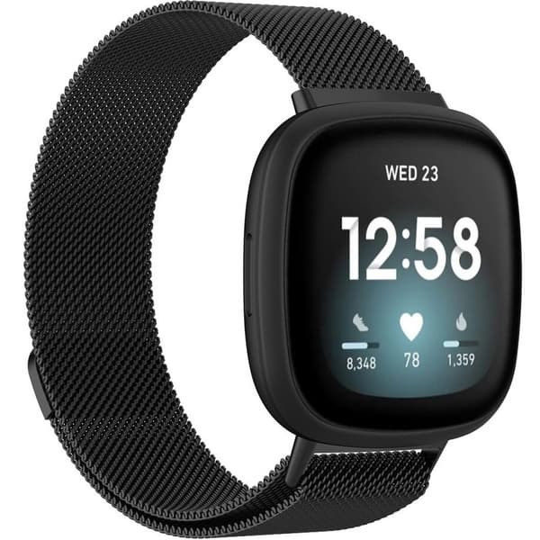 Ranneke Fitbit Versa 4 / Sense 2 -rannekkeelle, musta