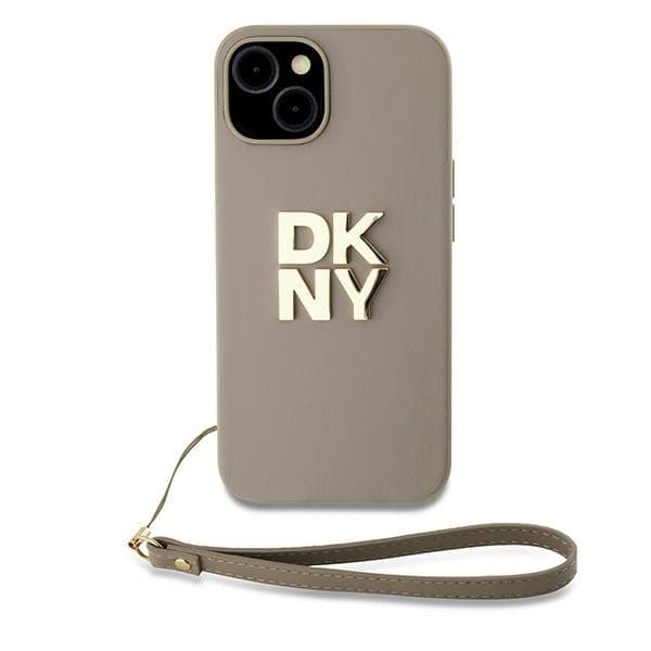 DKNY Wrist Strap Stock Logo-cover til iPhone 15 Plus, Beige