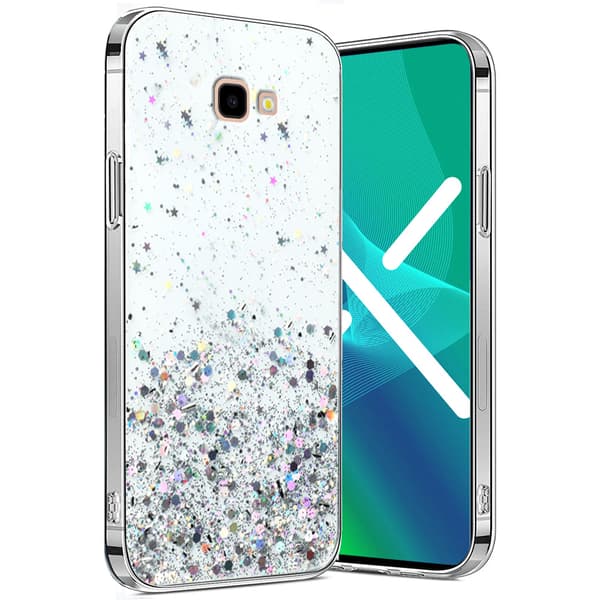 Etui til Samsung Galaxy J4 Plus, glitrende, gennemsigtig