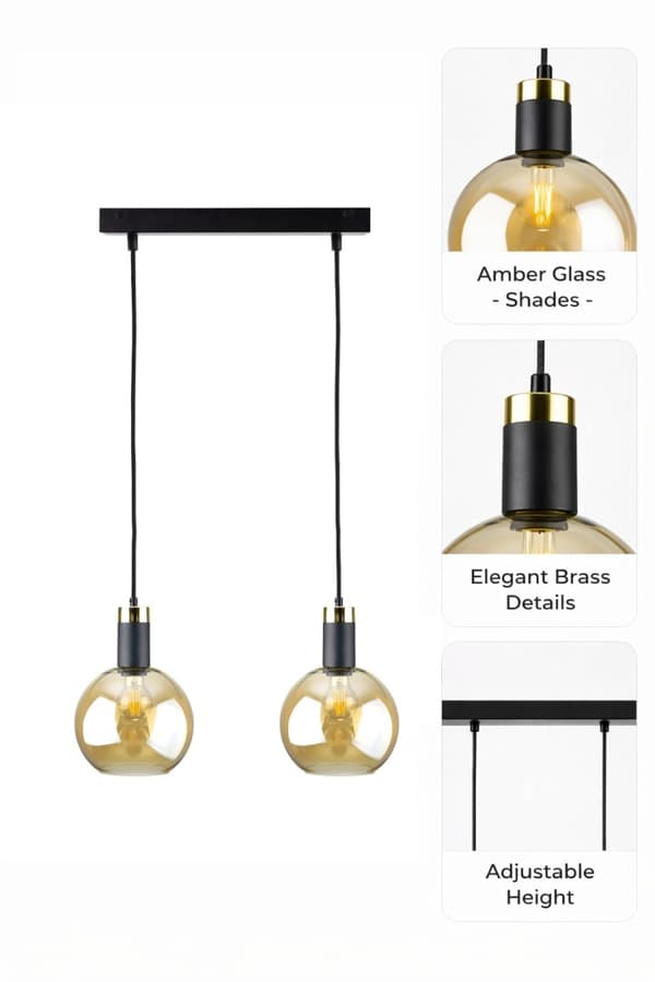 Hængelampe 2xE27 Auralis Sort/Guld