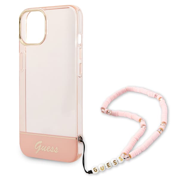 Guess Translucent Pearl Strap-skal till iPhone 14 Plus, Rosa