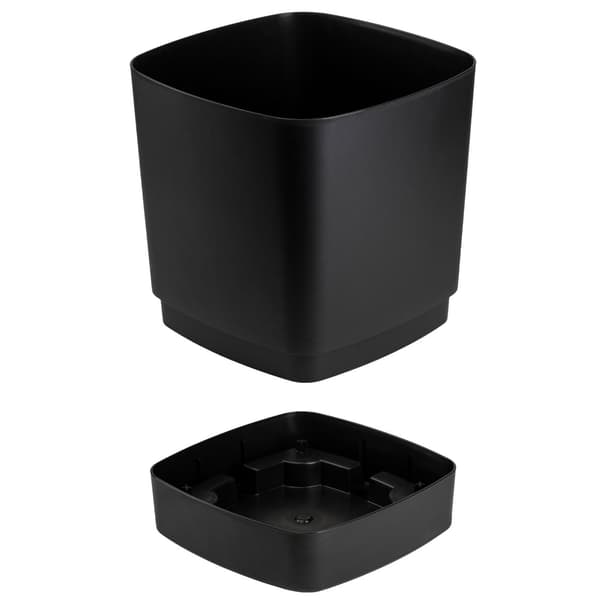 Sæt med CUBI sorte urtepotter med underkopper i genbrugsmateriale, 3 stk.