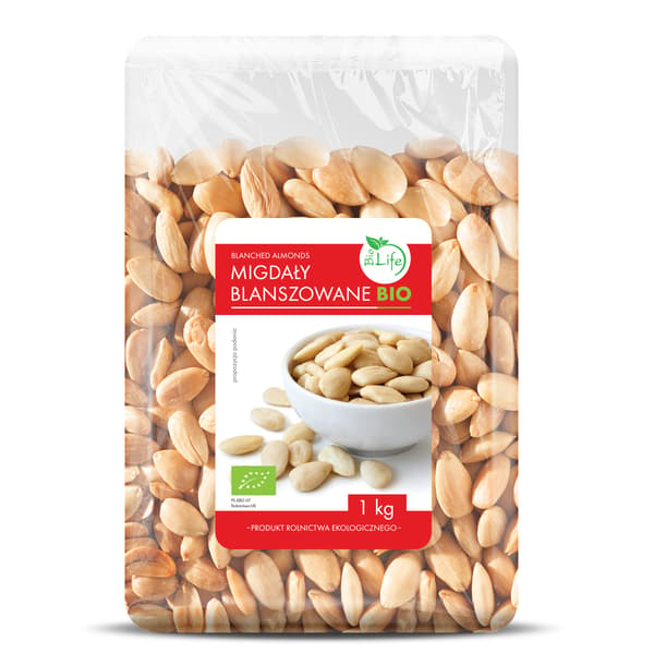 Luomu kuoritut mantelit 1 kg