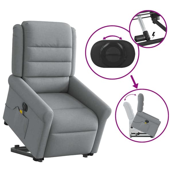 vidaXL Elektrisk lyftande massagefåtölj ljusgrå