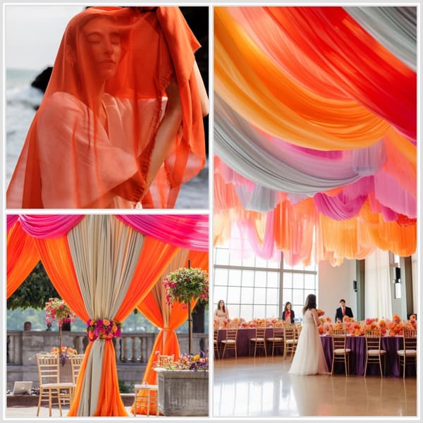 Chiffonmateriale, orange farve