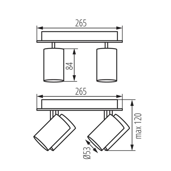 KANLUX LED Loftlampe Vægmontering Evalo 4x GU10 Mat Sort