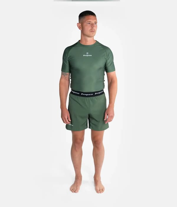 Progress Herre Kortærmet Rashguard Academy Khaki M