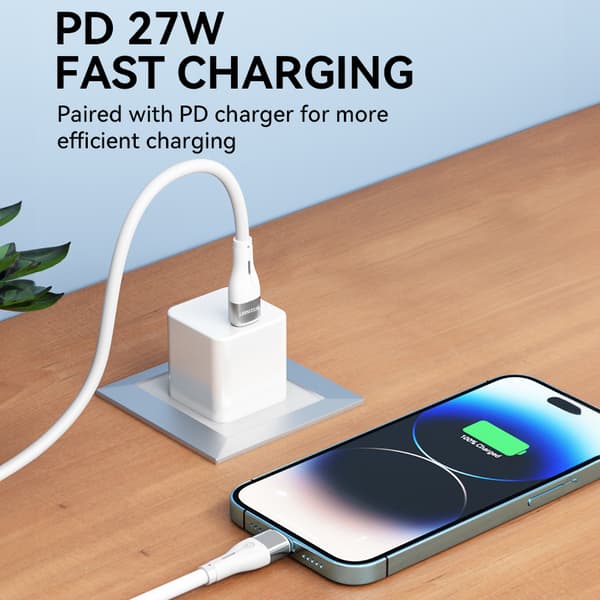 Kabel för iPhone USB-C - Lightning PD 27W 1m vit