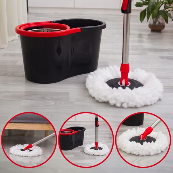 Roterande mopp 360 spin turbo 3-i-1 mikrofiberöverdrag hinkset