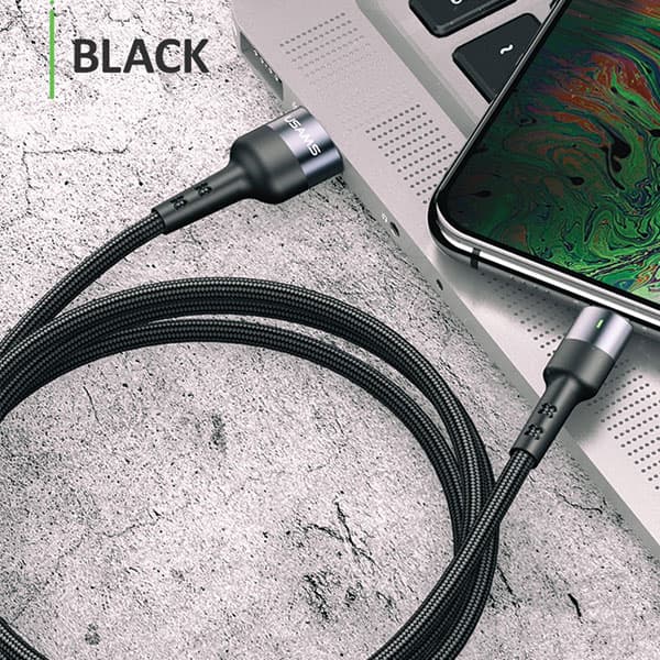 USAMS Punottu Kaapeli U26 USB-A - Lightning 1m 1kpl Set 2A Musta