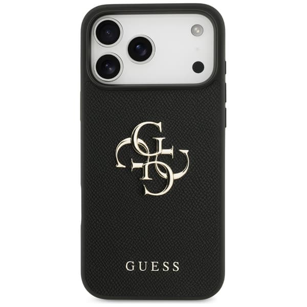 Guess Grained Big 4G & Classic Logo cover til iPhone 17 Pro Max, sort