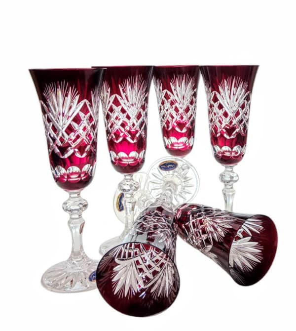 Rubinfärgade kristall champagneglas 150ml ananas