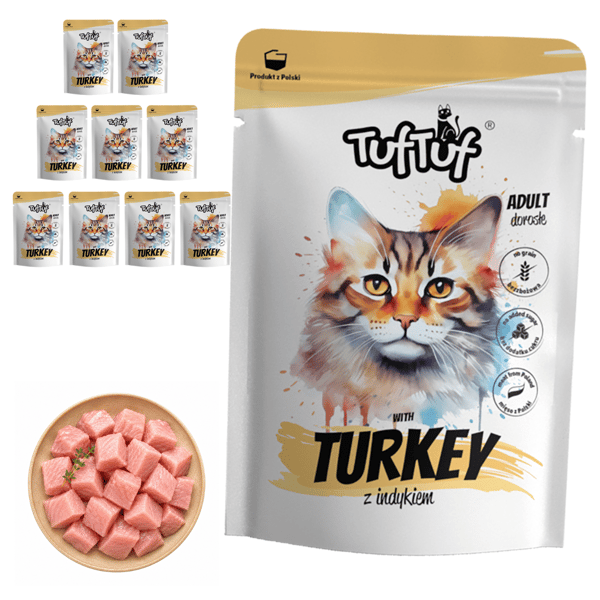 TufTuf Våtfoder til katte Frokostpåse med kalkun 10x100g