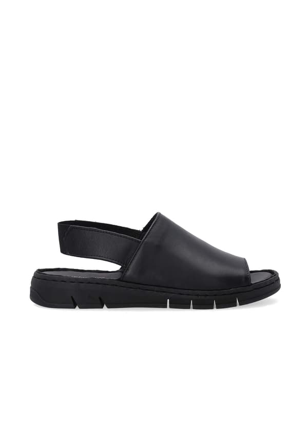 Sorte damesandaler i læder med elastisk rem Sorte damesandaler i læder med elastisk rem 37