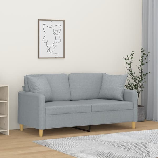 vidaXL 2-sitssoffa med kuddar, ljusgrå, 140 cm, tyg