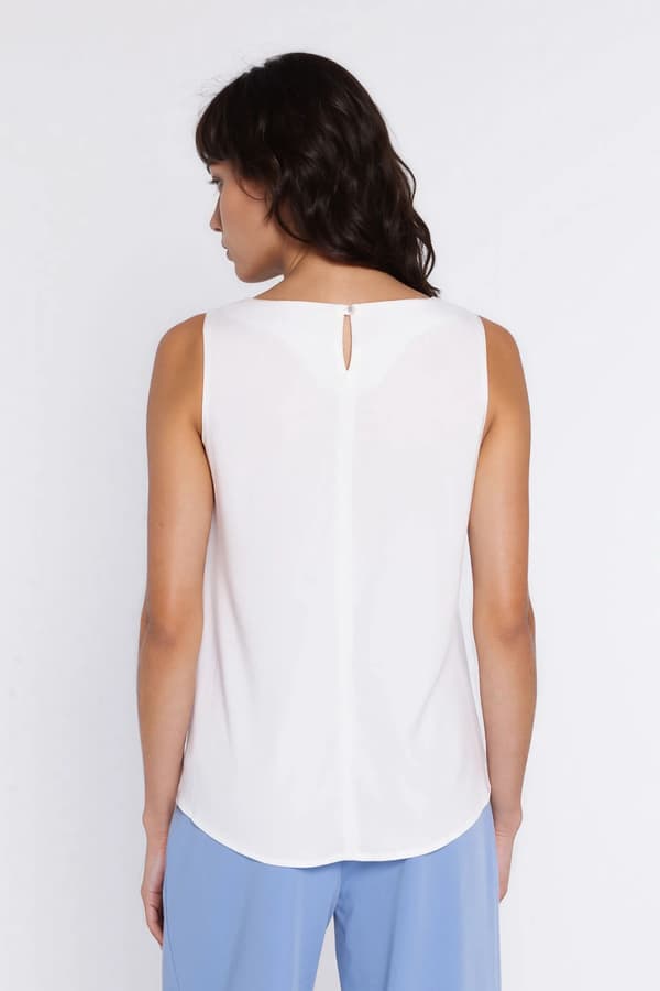 A-linjeformad blus, ärmlös - ecru 42