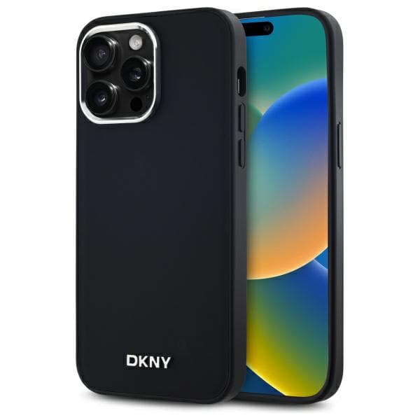 DKNY Plain Logo MagSafe-cover til iPhone 14 Pro Max, sort