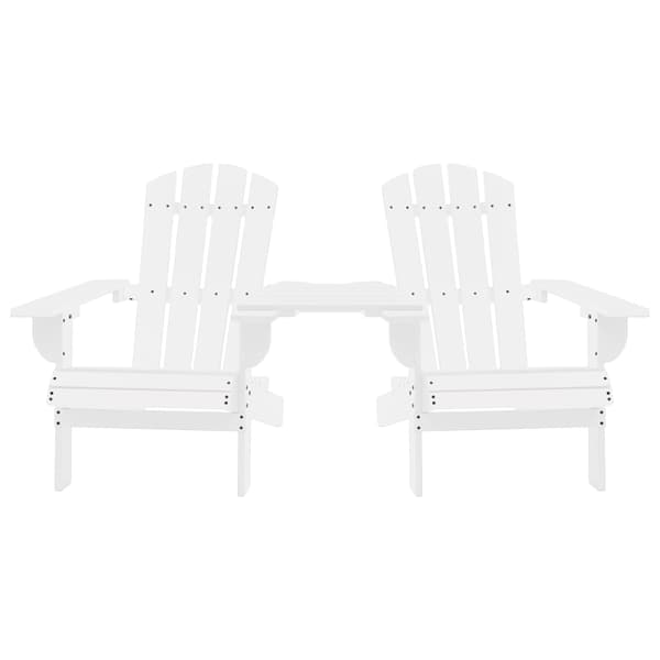 vidaXL Adirondack trädgårdsstolar med bord, gran, vit
